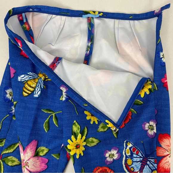 J. McLaughlin Margot Pants Size 6 Blue Floral Butterfly Print Slim - Picture 7 of 13
